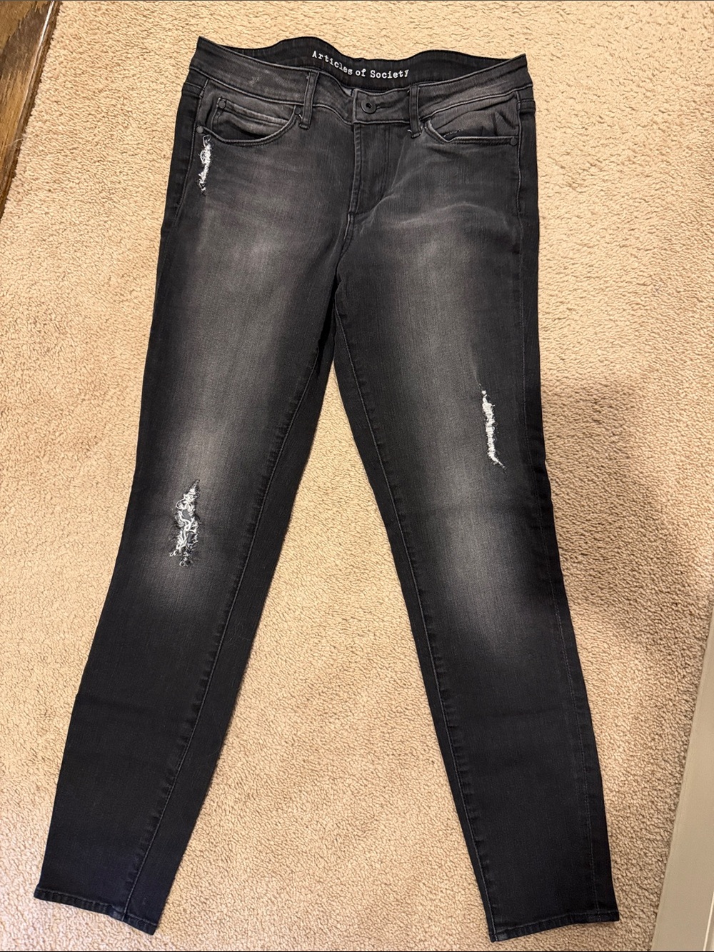 Articles Of Society Black Washed Distressed Skinny Jeans